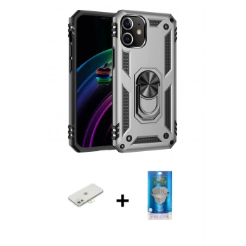 MARSİLYAN™- iPhone 12 Mini Kılıf Ahenk Klasik Koleksiyonu - Şeffaf Royal Nano Ekran Koruyucu + Renkli Kamera Lens Koruma Cam - SI