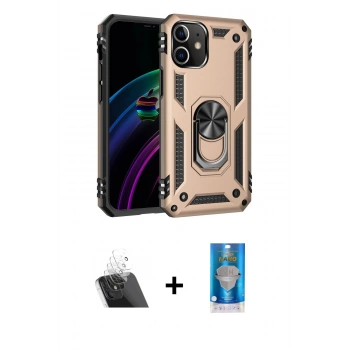 MARSİLYAN™- iPhone 12 Mini Kılıf Ahenk Klasik Koleksiyonu - Şeffaf Royal Nano Ekran Koruyucu + Kamera Lens Koruma Cam - SF