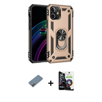 MARSİLYAN™- iPhone 12 Mini Kılıf Ahenk Klasik Koleksiyonu - Şeffaf Temperli Cam Ekran Koruyucu + Shine Kamera Lens Koruma Cam - GI