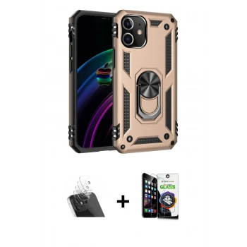 MARSİLYAN™- iPhone 12 Mini Kılıf Ahenk Klasik Koleksiyonu - Şeffaf Temperli Cam Ekran Koruyucu + Kamera Lens Koruma Cam - SF