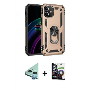 MARSİLYAN™- iPhone 12 Mini Kılıf Ahenk Klasik Koleksiyonu - Şeffaf Temperli Cam Ekran Koruyucu + Raze Metal Kamera Lens - MI