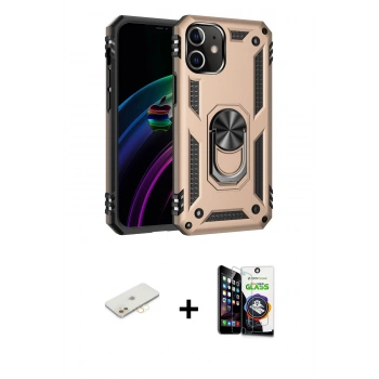 MARSİLYAN™- iPhone 12 Mini Kılıf Ahenk Klasik Koleksiyonu - Şeffaf Temperli Cam Ekran Koruyucu + Renkli Kamera Lens Koruma Cam - SI