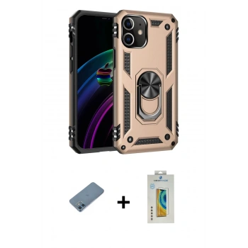 MARSİLYAN™- iPhone 12 Mini Kılıf Ahenk Klasik Koleksiyonu - Siyah Polymer Nano Ekran Koruyucu + Shine Kamera Lens Koruma Cam - MI