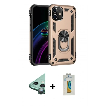 MARSİLYAN™- iPhone 12 Mini Kılıf Ahenk Klasik Koleksiyonu - Siyah Polymer Nano Ekran Koruyucu + Raze Metal Kamera Lens - YL