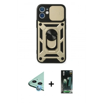 MARSİLYAN™- iPhone 12 Mini Kılıf Ahenk Klasik - Şeffaf 360 Full Body Arka Koruyucu + Raze Metal Kamera Lens - MI