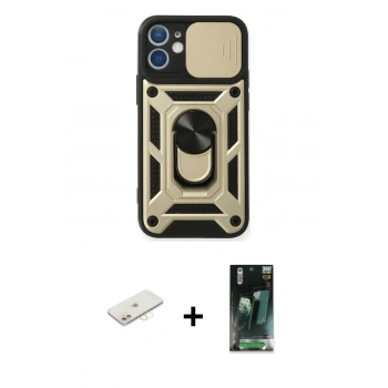MARSİLYAN™- iPhone 12 Mini Kılıf Ahenk Klasik - Şeffaf 360 Full Body Arka Koruyucu + Renkli Kamera Lens Koruma Cam - SI