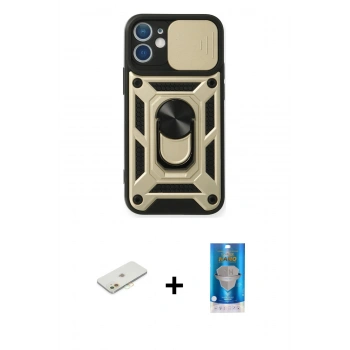 MARSİLYAN™- iPhone 12 Mini Kılıf Ahenk Klasik - Şeffaf Royal Nano Ekran Koruyucu + Renkli Kamera Lens Koruma Cam - TU
