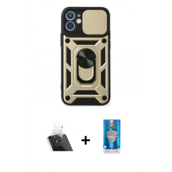 MARSİLYAN™- iPhone 12 Mini Kılıf Ahenk Klasik - Şeffaf Royal Nano Ekran Koruyucu + Kamera Lens Koruma Cam - SF