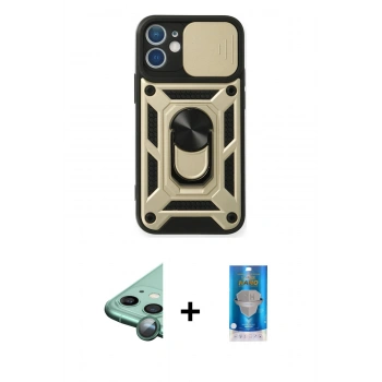 MARSİLYAN™- iPhone 12 Mini Kılıf Ahenk Klasik - Şeffaf Royal Nano Ekran Koruyucu + Raze Metal Kamera Lens - YL