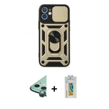 MARSİLYAN™- iPhone 12 Mini Kılıf Ahenk Klasik - Siyah Polymer Nano Ekran Koruyucu + Raze Metal Kamera Lens - YL