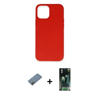 MARSİLYAN™- iPhone 12 Mini Kılıf Ahenk Serisi - Şeffaf 360 Full Body Arka Koruyucu + Shine Kamera Lens Koruma Cam - GD