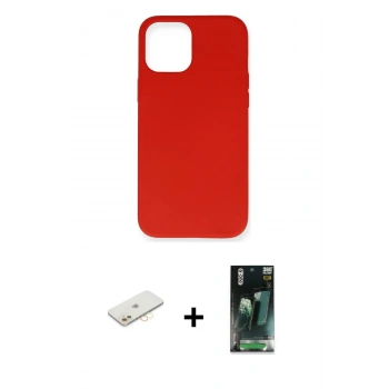 MARSİLYAN™- iPhone 12 Mini Kılıf Ahenk Serisi - Şeffaf 360 Full Body Arka Koruyucu + Renkli Kamera Lens Koruma Cam - SI