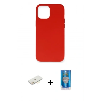MARSİLYAN™- iPhone 12 Mini Kılıf Ahenk Serisi - Şeffaf Royal Nano Ekran Koruyucu + Renkli Kamera Lens Koruma Cam - SI