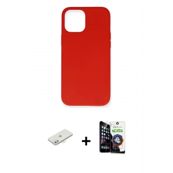 MARSİLYAN™- iPhone 12 Mini Kılıf Ahenk Serisi - Şeffaf Temperli Cam Ekran Koruyucu + Renkli Kamera Lens Koruma Cam - SI