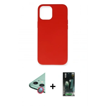 MARSİLYAN™- iPhone 12 Mini Kılıf Ahenk Serisi - Siyah 360 Mat Full Body Arka Koruyucu + Raze Metal Kamera Lens - KI