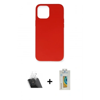 MARSİLYAN™- iPhone 12 Mini Kılıf Ahenk Serisi - Siyah Polymer Nano Ekran Koruyucu + Kamera Lens Koruma Cam - SF