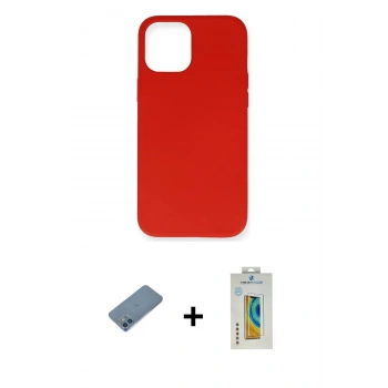 MARSİLYAN™- iPhone 12 Mini Kılıf Ahenk Serisi - Siyah Polymer Nano Ekran Koruyucu + Shine Kamera Lens Koruma Cam - MI