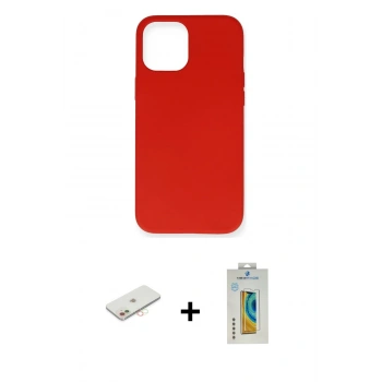 MARSİLYAN™- iPhone 12 Mini Kılıf Ahenk Serisi - Siyah Polymer Nano Ekran Koruyucu + Renkli Kamera Lens Koruma Cam - YL