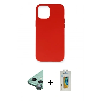 MARSİLYAN™- iPhone 12 Mini Kılıf Ahenk Serisi - Siyah Polymer Nano Ekran Koruyucu + Raze Metal Kamera Lens - YL