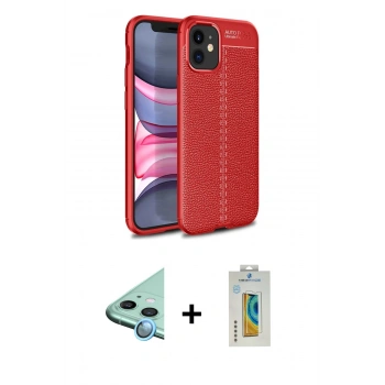 MARSİLYAN™- iPhone 12 Mini Kılıf Doruk Klasik Özel Seri - Siyah Polymer Nano Ekran Koruyucu + Raze Metal Kamera Lens - MI