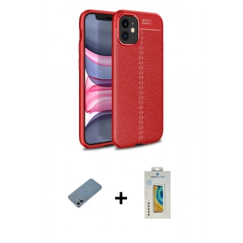 MARSİLYAN™- iPhone 12 Mini Kılıf Doruk Klasik Özel Seri - Siyah Polymer Nano Ekran Koruyucu + Shine Kamera Lens Koruma Cam - SABE