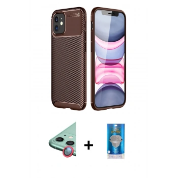 MARSİLYAN™- iPhone 12 Mini Kılıf Eksen Form Prime - Şeffaf Royal Nano Ekran Koruyucu + Raze Metal Kamera Lens - KI