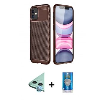 MARSİLYAN™- iPhone 12 Mini Kılıf Eksen Form Prime - Şeffaf Royal Nano Ekran Koruyucu + Raze Metal Kamera Lens - MI