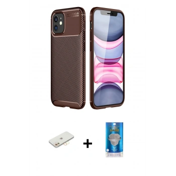 MARSİLYAN™- iPhone 12 Mini Kılıf Eksen Form Prime - Şeffaf Royal Nano Ekran Koruyucu + Renkli Kamera Lens Koruma Cam - SI