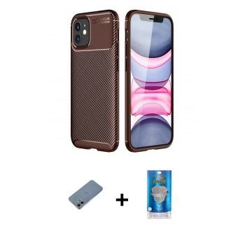 MARSİLYAN™- iPhone 12 Mini Kılıf Eksen Form Prime - Şeffaf Royal Nano Ekran Koruyucu + Shine Kamera Lens Koruma Cam - GI