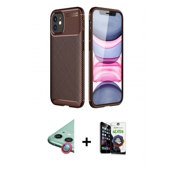 MARSİLYAN™- iPhone 12 Mini Kılıf Eksen Form Prime - Şeffaf Temperli Cam Ekran Koruyucu + Raze Metal Kamera Lens - KI
