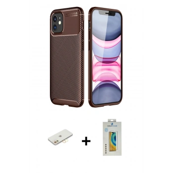 MARSİLYAN™- iPhone 12 Mini Kılıf Eksen Form Prime - Siyah Polymer Nano Ekran Koruyucu + Renkli Kamera Lens Koruma Cam - SI