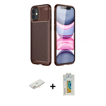 MARSİLYAN™- iPhone 12 Mini Kılıf Eksen Form Prime - Siyah Polymer Nano Ekran Koruyucu + Renkli Kamera Lens Koruma Cam - YL