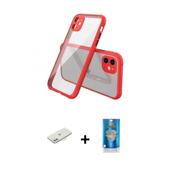 MARSİLYAN™- iPhone 12 Mini Kılıf Nova Asil Özel Seri - Şeffaf Royal Nano Ekran Koruyucu + Renkli Kamera Lens Koruma Cam - PE