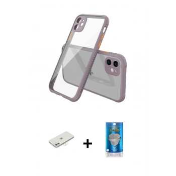 MARSİLYAN™- iPhone 12 Mini Kılıf Nova Asil Özel Seri - Şeffaf Royal Nano Ekran Koruyucu + Renkli Kamera Lens Koruma Cam - YL