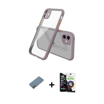 MARSİLYAN™- iPhone 12 Mini Kılıf Nova Asil Özel Seri - Şeffaf Temperli Cam Ekran Koruyucu + Shine Kamera Lens Koruma Cam - GI