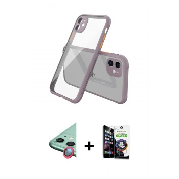 MARSİLYAN™- iPhone 12 Mini Kılıf Nova Asil Özel Seri - Şeffaf Temperli Cam Ekran Koruyucu + Raze Metal Kamera Lens - KI
