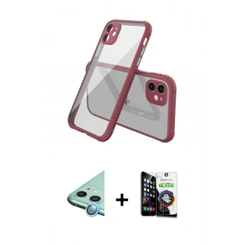 MARSİLYAN™- iPhone 12 Mini Kılıf Nova Asil Özel Seri - Şeffaf Temperli Cam Ekran Koruyucu + Raze Metal Kamera Lens - MI