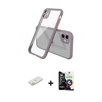 MARSİLYAN™- iPhone 12 Mini Kılıf Nova Asil Özel Seri - Şeffaf Temperli Cam Ekran Koruyucu + Renkli Kamera Lens Koruma Cam - TU