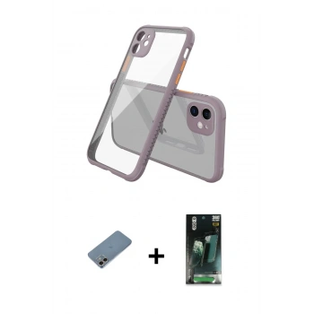 MARSİLYAN™- iPhone 12 Mini Kılıf Nova Asil Özel Seri - Siyah 360 Mat Full Body Arka Koruyucu + Shine Kamera Lens Koruma Cam - GI