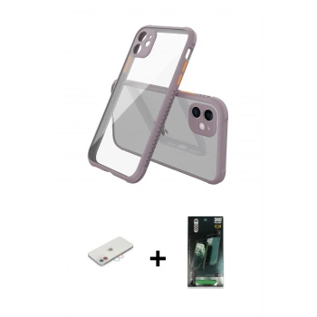 MARSİLYAN™- iPhone 12 Mini Kılıf Nova Asil Özel Seri - Siyah 360 Mat Full Body Arka Koruyucu + Renkli Kamera Lens Koruma Cam - PE