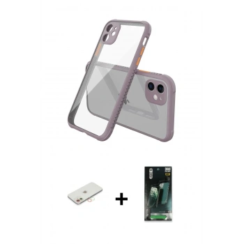MARSİLYAN™- iPhone 12 Mini Kılıf Nova Asil Özel Seri - Siyah 360 Mat Full Body Arka Koruyucu + Renkli Kamera Lens Koruma Cam - YL