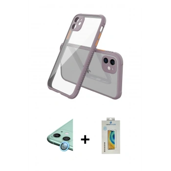 MARSİLYAN™- iPhone 12 Mini Kılıf Nova Asil Özel Seri - Siyah Polymer Nano Ekran Koruyucu + Raze Metal Kamera Lens - MI