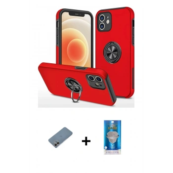 MARSİLYAN™- iPhone 12 Mini Kılıf Odak Form Prime - Şeffaf Royal Nano Ekran Koruyucu + Shine Kamera Lens Koruma Cam - GI