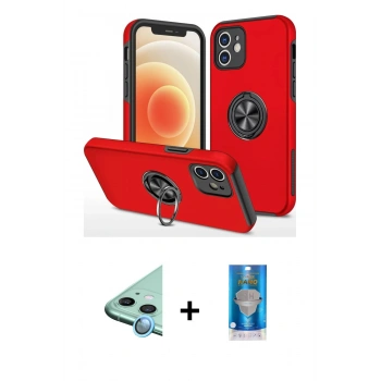MARSİLYAN™- iPhone 12 Mini Kılıf Odak Form Prime - Şeffaf Royal Nano Ekran Koruyucu + Raze Metal Kamera Lens - MI