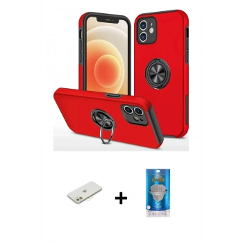 MARSİLYAN™- iPhone 12 Mini Kılıf Odak Form Prime - Şeffaf Royal Nano Ekran Koruyucu + Renkli Kamera Lens Koruma Cam - TU