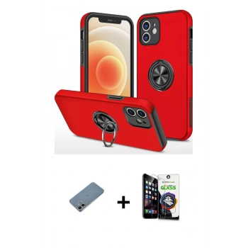 MARSİLYAN™- iPhone 12 Mini Kılıf Odak Form Prime - Şeffaf Temperli Cam Ekran Koruyucu + Shine Kamera Lens Koruma Cam - GI