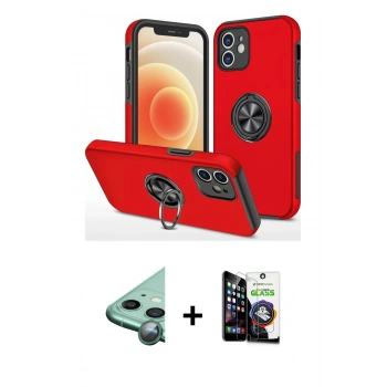 MARSİLYAN™- iPhone 12 Mini Kılıf Odak Form Prime - Şeffaf Temperli Cam Ekran Koruyucu + Raze Metal Kamera Lens - YL