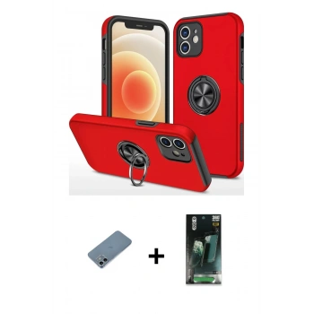 MARSİLYAN™- iPhone 12 Mini Kılıf Odak Form Prime - Siyah 360 Mat Full Body Arka Koruyucu + Shine Kamera Lens Koruma Cam - SABE