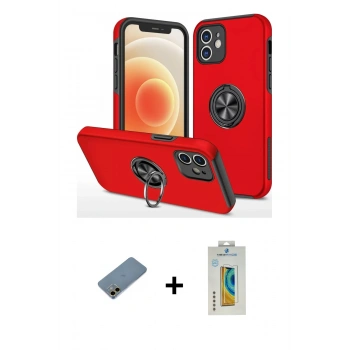 MARSİLYAN™- iPhone 12 Mini Kılıf Odak Form Prime - Siyah Polymer Nano Ekran Koruyucu + Shine Kamera Lens Koruma Cam - GD