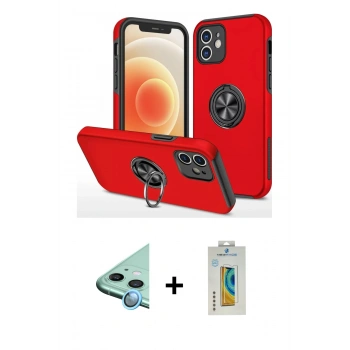 MARSİLYAN™- iPhone 12 Mini Kılıf Odak Form Prime - Siyah Polymer Nano Ekran Koruyucu + Raze Metal Kamera Lens - MI